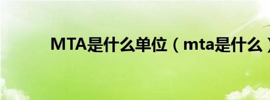 MTA是什么单位（mta是什么）