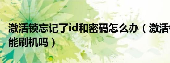 激活锁忘记了id和密码怎么办（激活锁忘记了能刷机吗）
