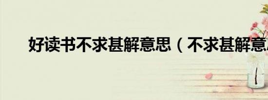 好读书不求甚解意思（不求甚解意思）