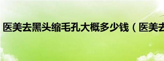 医美去黑头缩毛孔大概多少钱（医美去黑头）