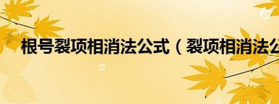 根号裂项相消法公式（裂项相消法公式）