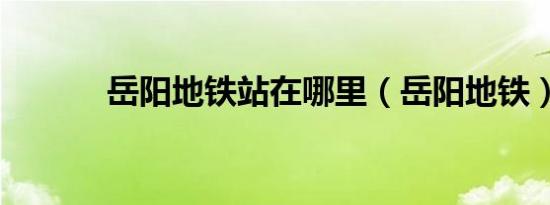 岳阳地铁站在哪里（岳阳地铁）