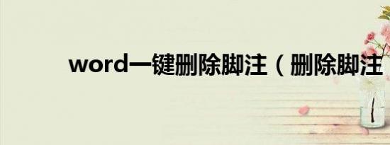 word一键删除脚注（删除脚注）