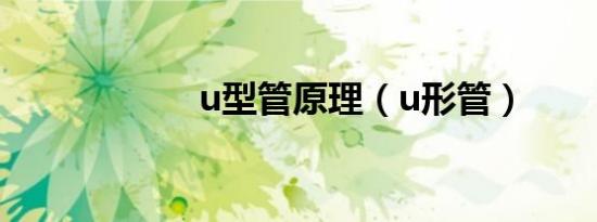 u型管原理（u形管）