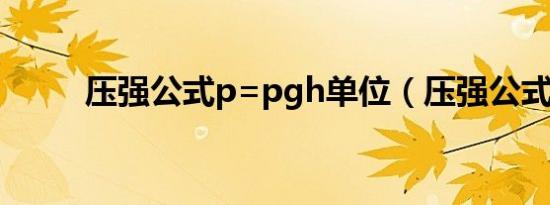压强公式p=pgh单位（压强公式）