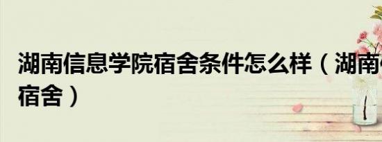 湖南信息学院宿舍条件怎么样（湖南信息学院宿舍）