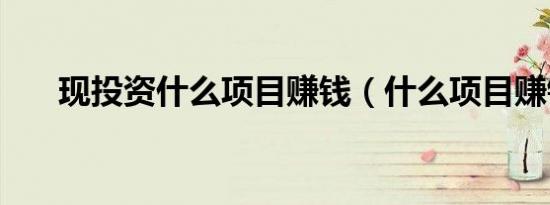 现投资什么项目赚钱（什么项目赚钱）