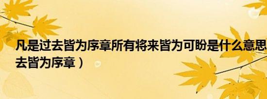 凡是过去皆为序章所有将来皆为可盼是什么意思?（凡是过去皆为序章）