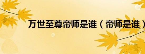 万世至尊帝师是谁（帝师是谁）