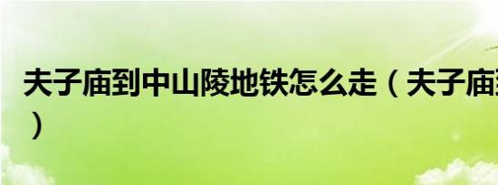 夫子庙到中山陵地铁怎么走（夫子庙到中山陵）