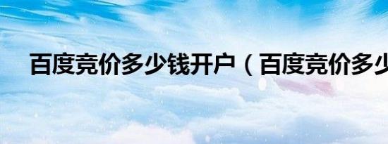 百度竞价多少钱开户（百度竞价多少钱）