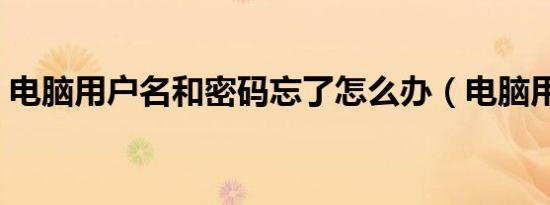 电脑用户名和密码忘了怎么办（电脑用户名）