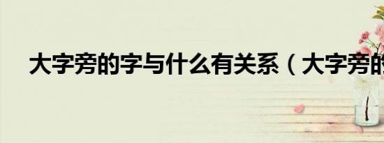 大字旁的字与什么有关系（大字旁的字）