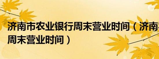 济南市农业银行周末营业时间（济南农业银行周末营业时间）