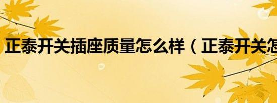 正泰开关插座质量怎么样（正泰开关怎么样）