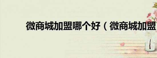 微商城加盟哪个好（微商城加盟）