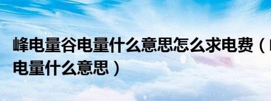 峰电量谷电量什么意思怎么求电费（峰电量谷电量什么意思）