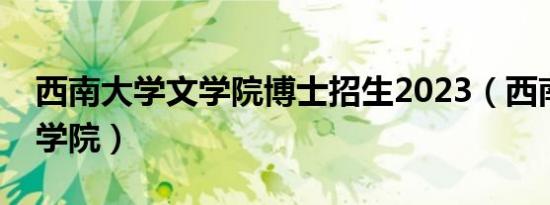 西南大学文学院博士招生2023（西南大学文学院）