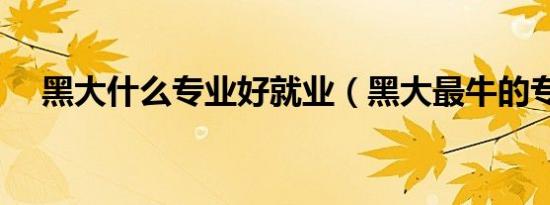 黑大什么专业好就业（黑大最牛的专业）