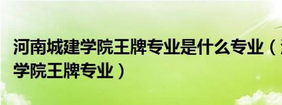 河南城建学院王牌专业是什么专业（河南城建学院王牌专业）