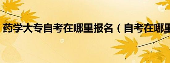 药学大专自考在哪里报名（自考在哪里报名）