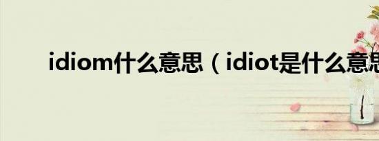 idiom什么意思（idiot是什么意思）