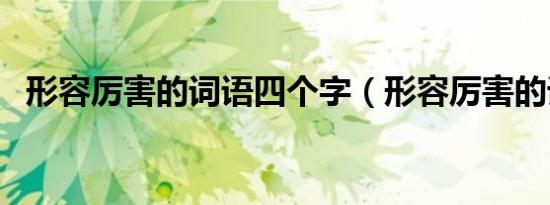 形容厉害的词语四个字（形容厉害的词语）