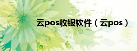云pos收银软件（云pos）