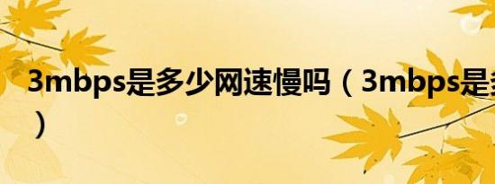 3mbps是多少网速慢吗（3mbps是多少网速）
