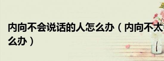 内向不会说话的人怎么办（内向不太会说话怎么办）