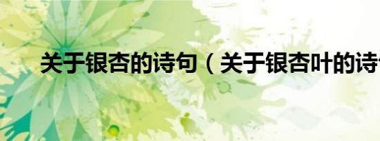 关于银杏的诗句（关于银杏叶的诗句）