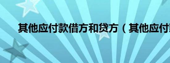 其他应付款借方和贷方（其他应付款）