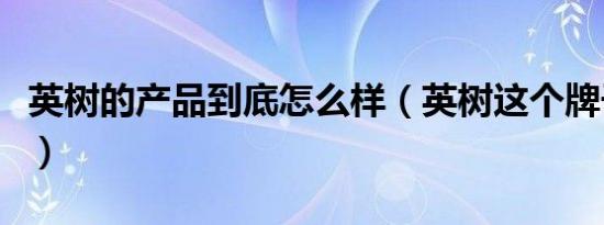 英树的产品到底怎么样（英树这个牌子怎么样）