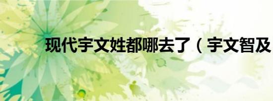 现代宇文姓都哪去了（宇文智及）