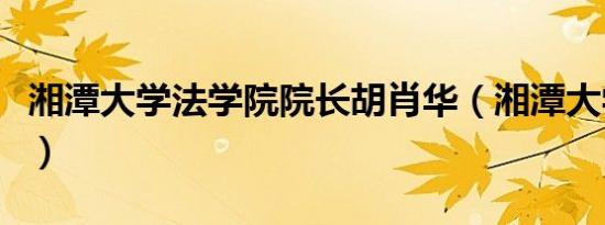 湘潭大学法学院院长胡肖华（湘潭大学法学院）