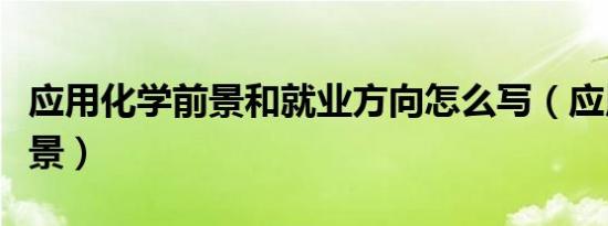 应用化学前景和就业方向怎么写（应用化学前景）