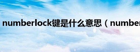 numberlock键是什么意思（numberlock）
