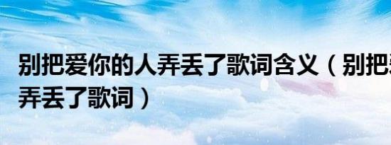 别把爱你的人弄丢了歌词含义（别把爱你的人弄丢了歌词）