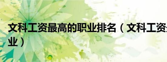文科工资最高的职业排名（文科工资最高的职业）