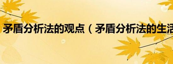 矛盾分析法的观点（矛盾分析法的生活例子）
