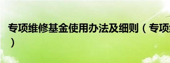 专项维修基金使用办法及细则（专项维修基金）