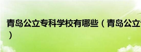 青岛公立专科学校有哪些（青岛公立专科学校）