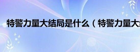 特警力量大结局是什么（特警力量大结局）