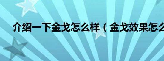 介绍一下金戈怎么样（金戈效果怎么样）