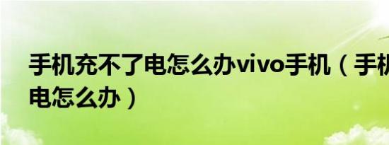 手机充不了电怎么办vivo手机（手机充不了电怎么办）