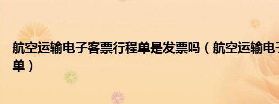 航空运输电子客票行程单是发票吗（航空运输电子客票行程单）