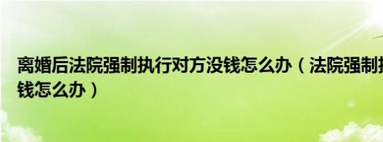 离婚后法院强制执行对方没钱怎么办（法院强制执行对方没钱怎么办）
