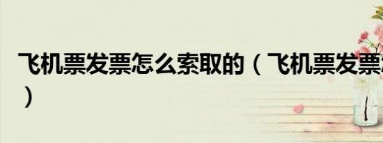 飞机票发票怎么索取的（飞机票发票怎么索取）