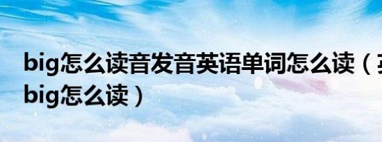 big怎么读音发音英语单词怎么读（英语单词big怎么读）