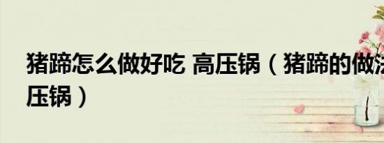 猪蹄怎么做好吃 高压锅（猪蹄的做法大全高压锅）